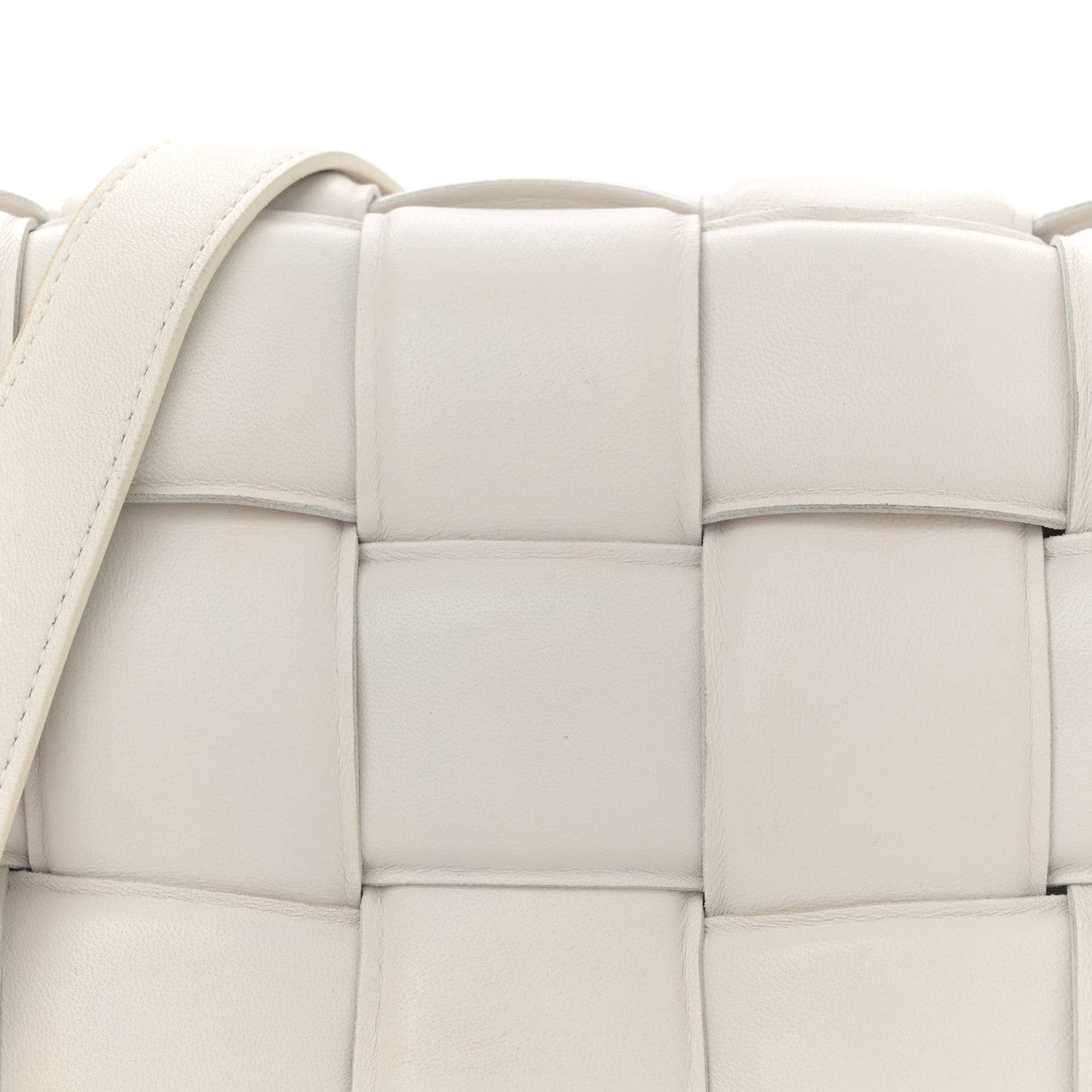 Nappa Maxi Intreccio Padded Cassette Crossbody Bag Chalk
