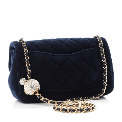 Chanel Velvet Quilted Mini Rectangular Pearl Crush Flap Navy 3 of 11