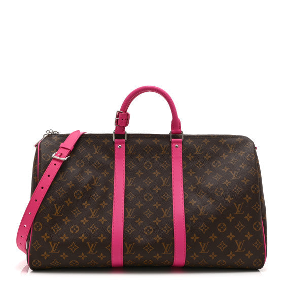 Monogram Macassar Keepall Bandouliere 50 Fuchsia