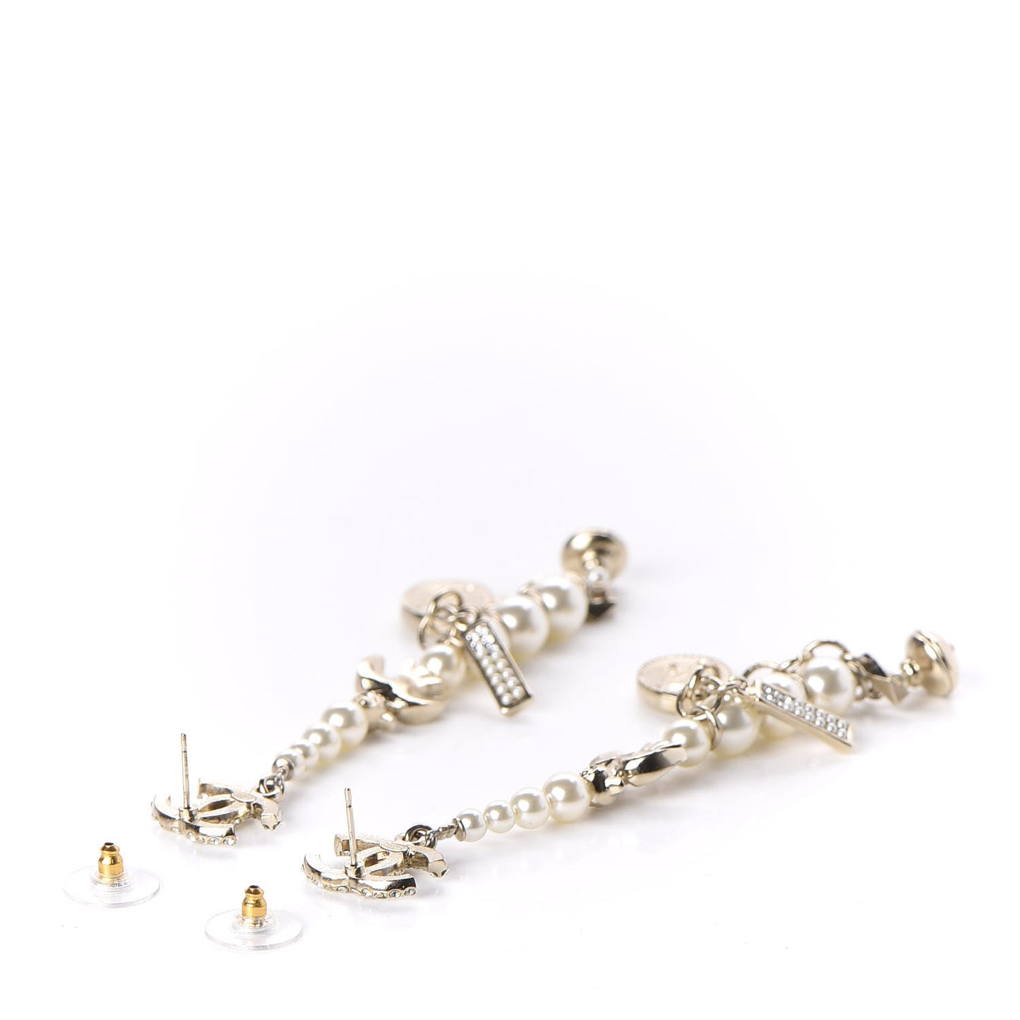 Pearl CC Drop Earrings Gold