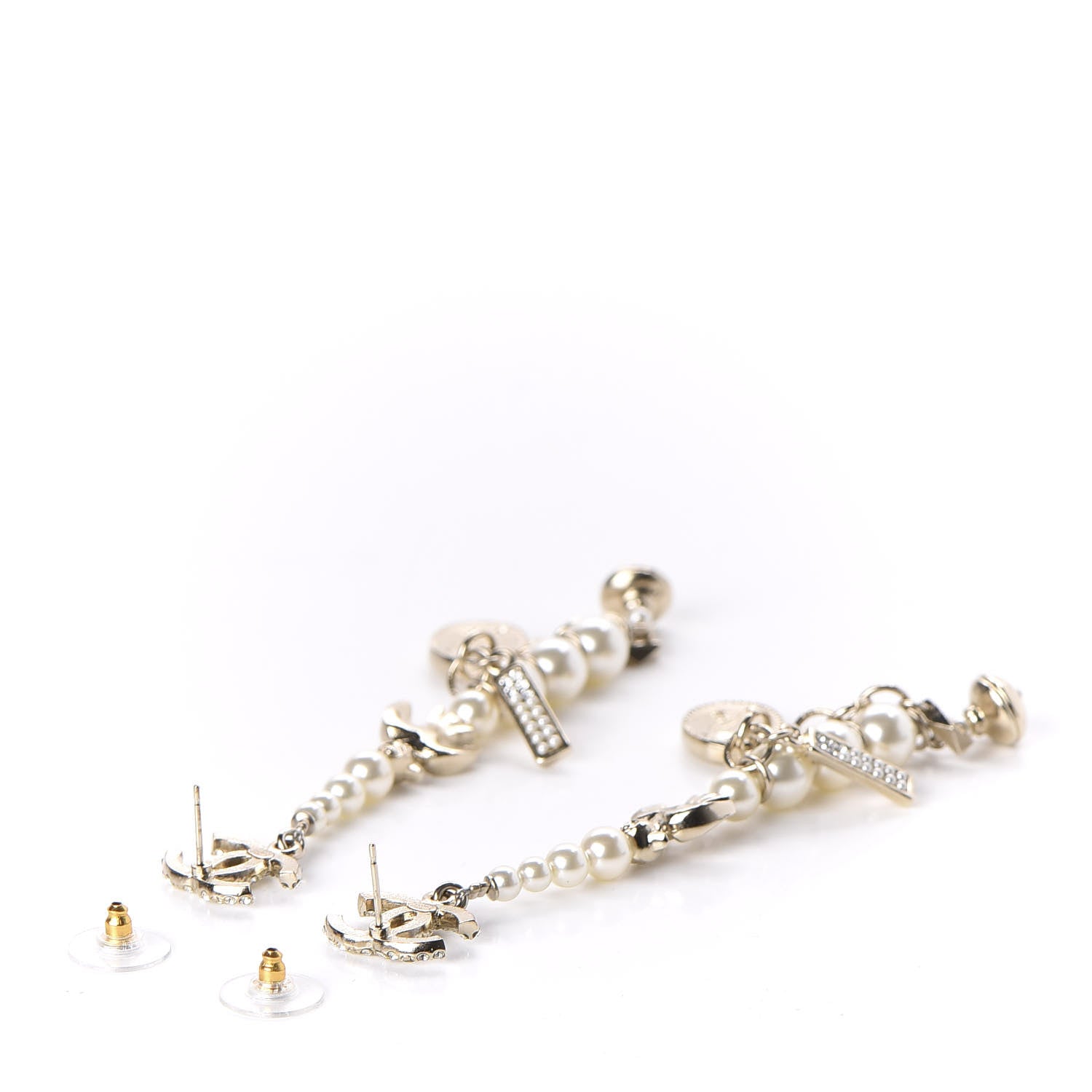 Chanel Pearl CC Drop Earrings Gold 3 of 5