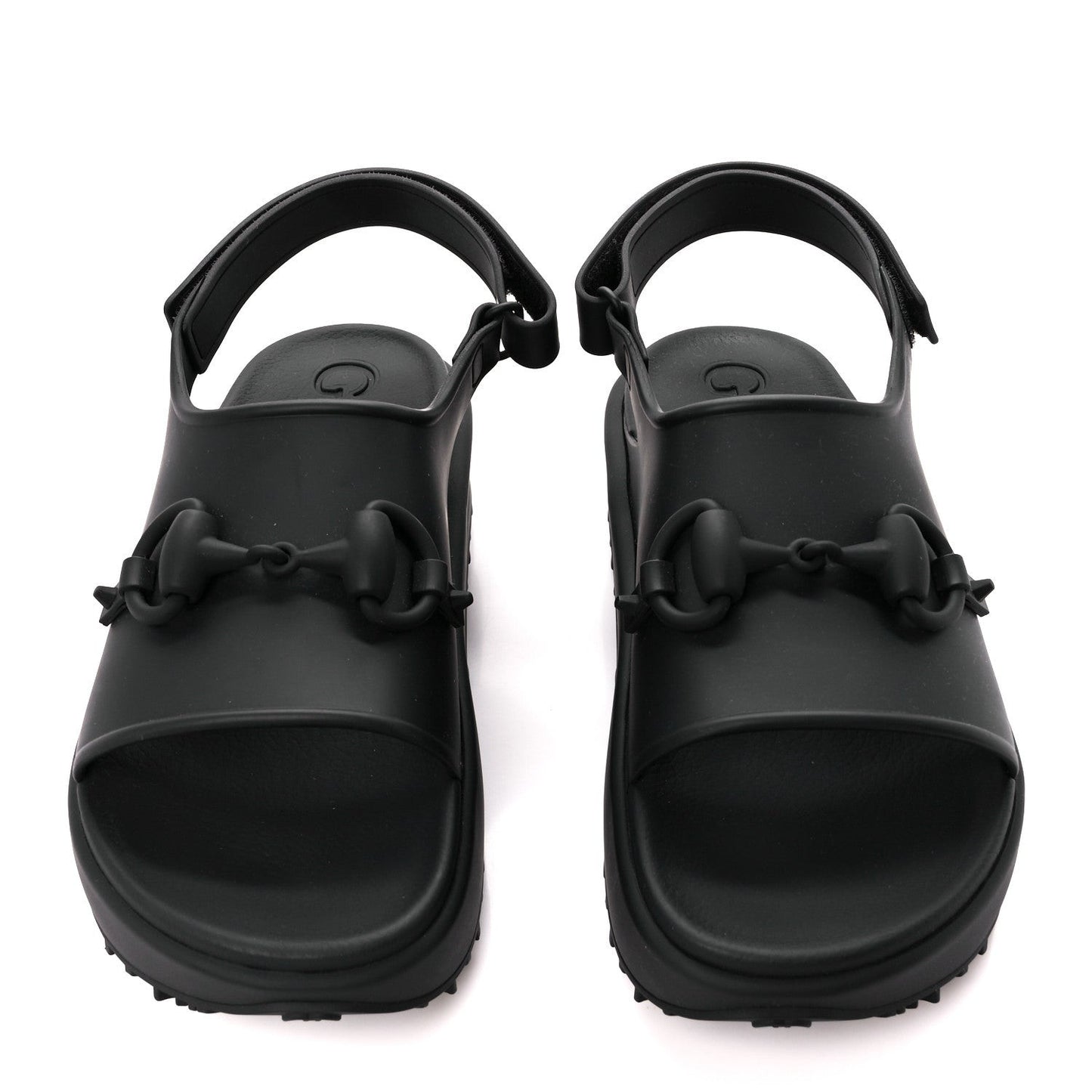 Soft Rubber Mens Horsebit Platform Slingback Sandals 9 Black