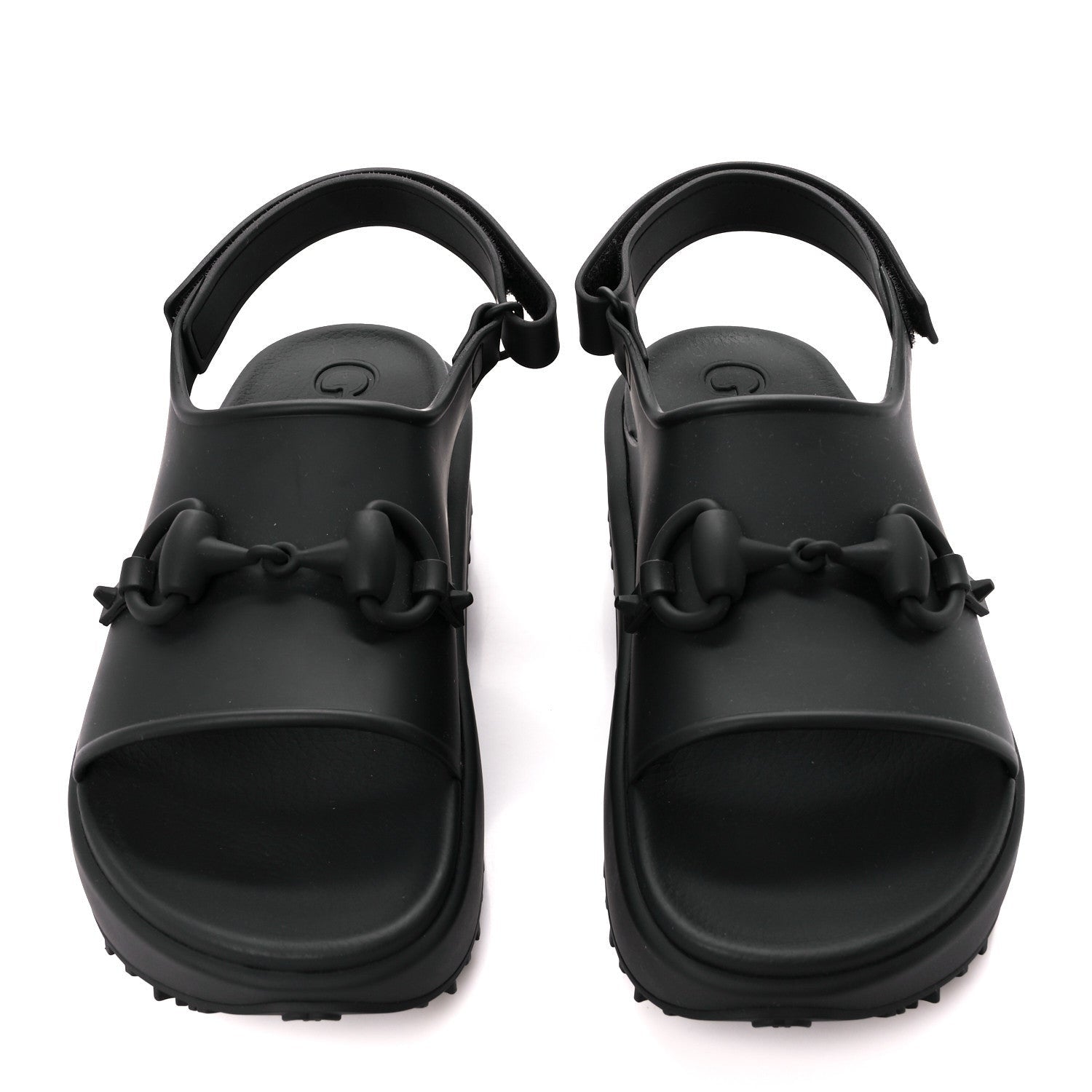Gucci Soft Rubber Mens Horsebit Platform Slingback Sandals 9 Black 2 of 7