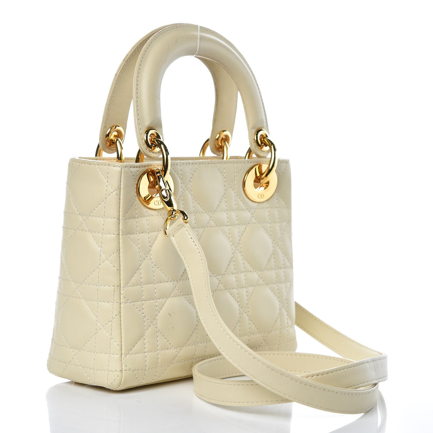 Christian Dior Lambskin Cannage Mini Lady Dior Light Beige 3 of 11