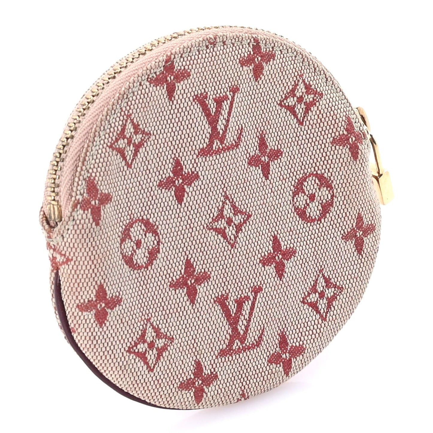 Mini Lin Croisette Round Coin Purse  Cherry