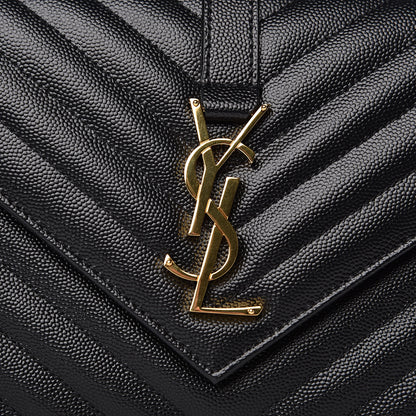 Saint Laurent Grain De Poudre Matelasse Chevron Medium Monogram Satchel Black 10 of 10