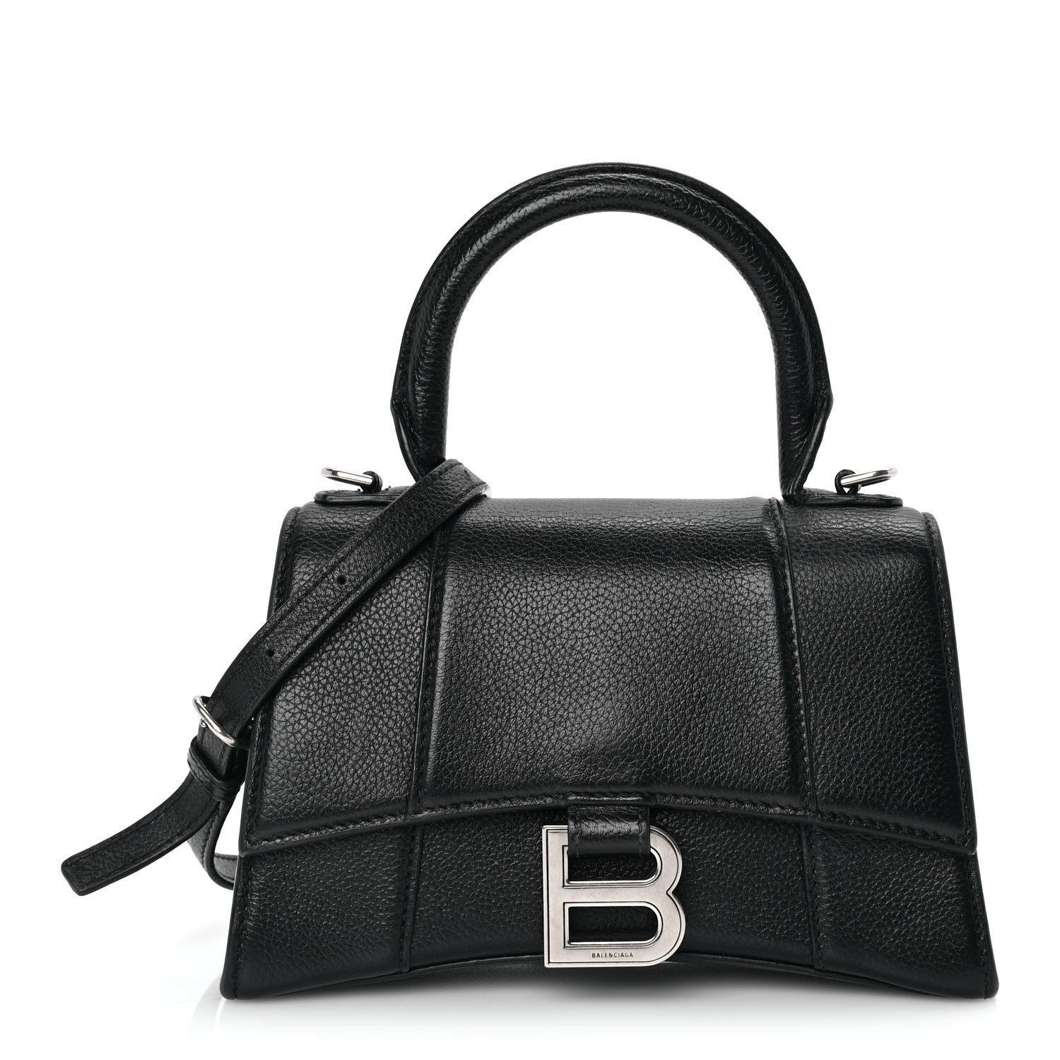 Balenciaga Grained Calfskin Hourglass Top Handle Bag XS Black 1 of 8