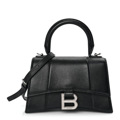 Balenciaga Grained Calfskin Hourglass Top Handle Bag XS Black 1 of 8