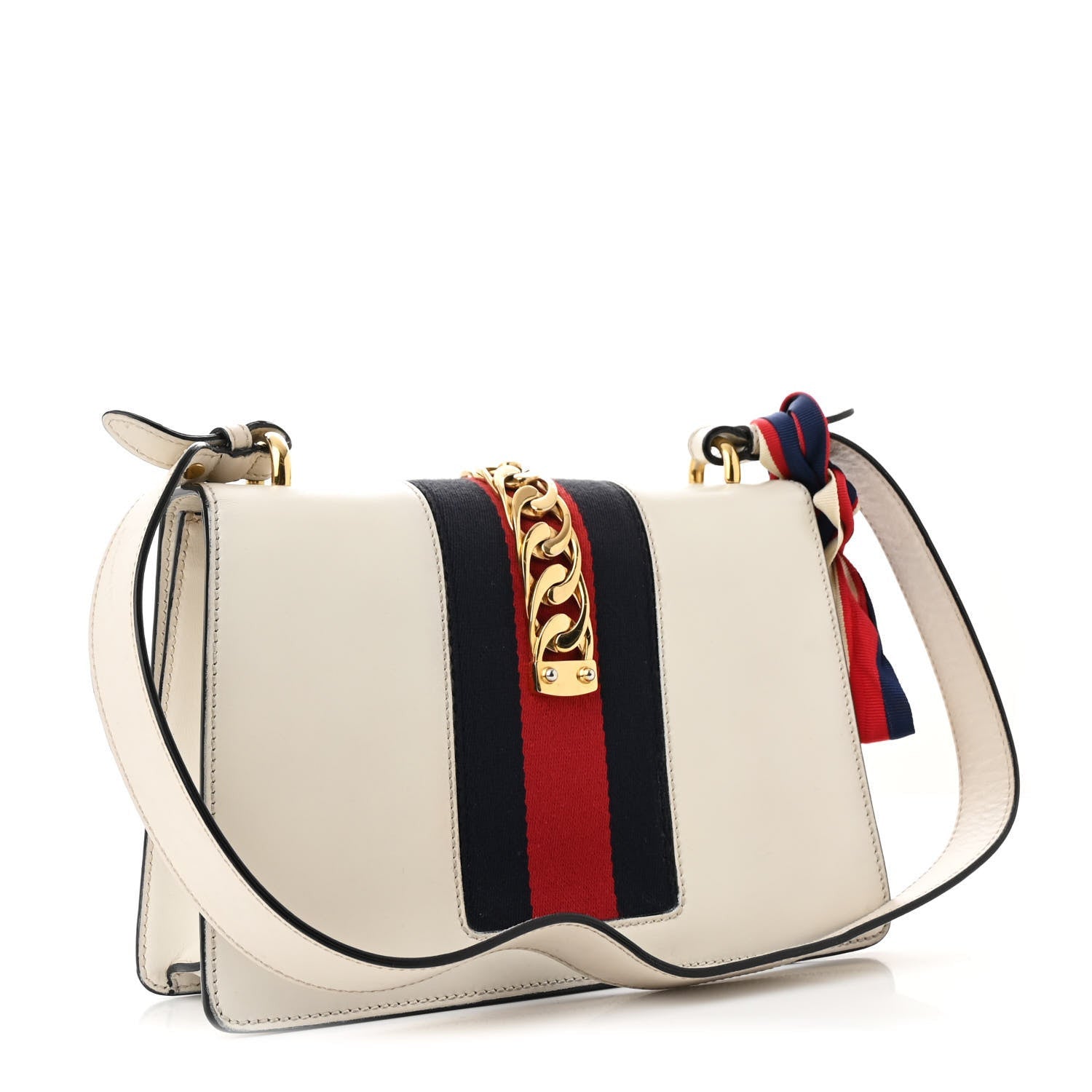 Gucci Calfskin Small Sylvie Shoulder Bag Off White 3 of 7