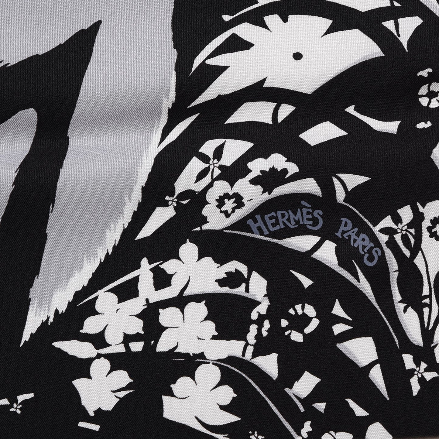 Silk Tyger Tyger Scarf 90 Noir Blanc Gris