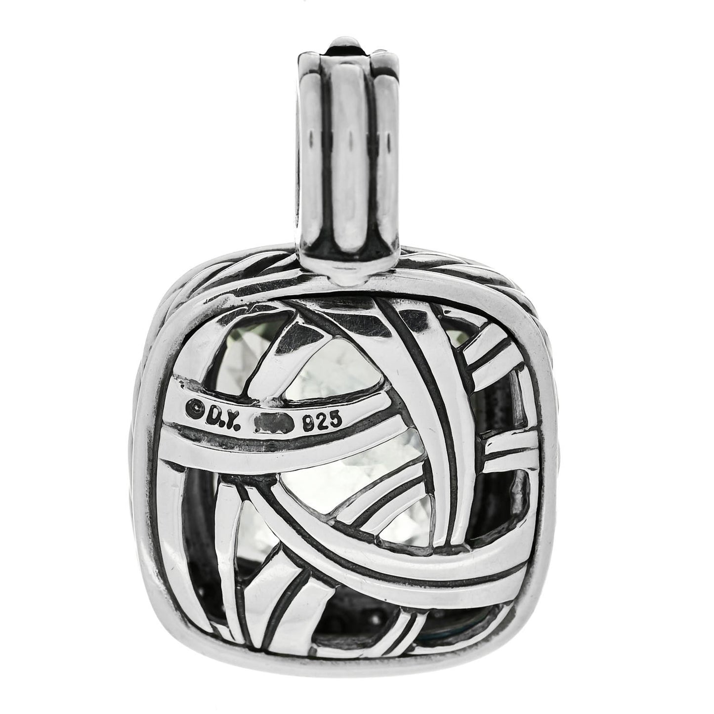 Sterling Silver Diamond Prasiolite 14mm Albion Enhancer Pendant