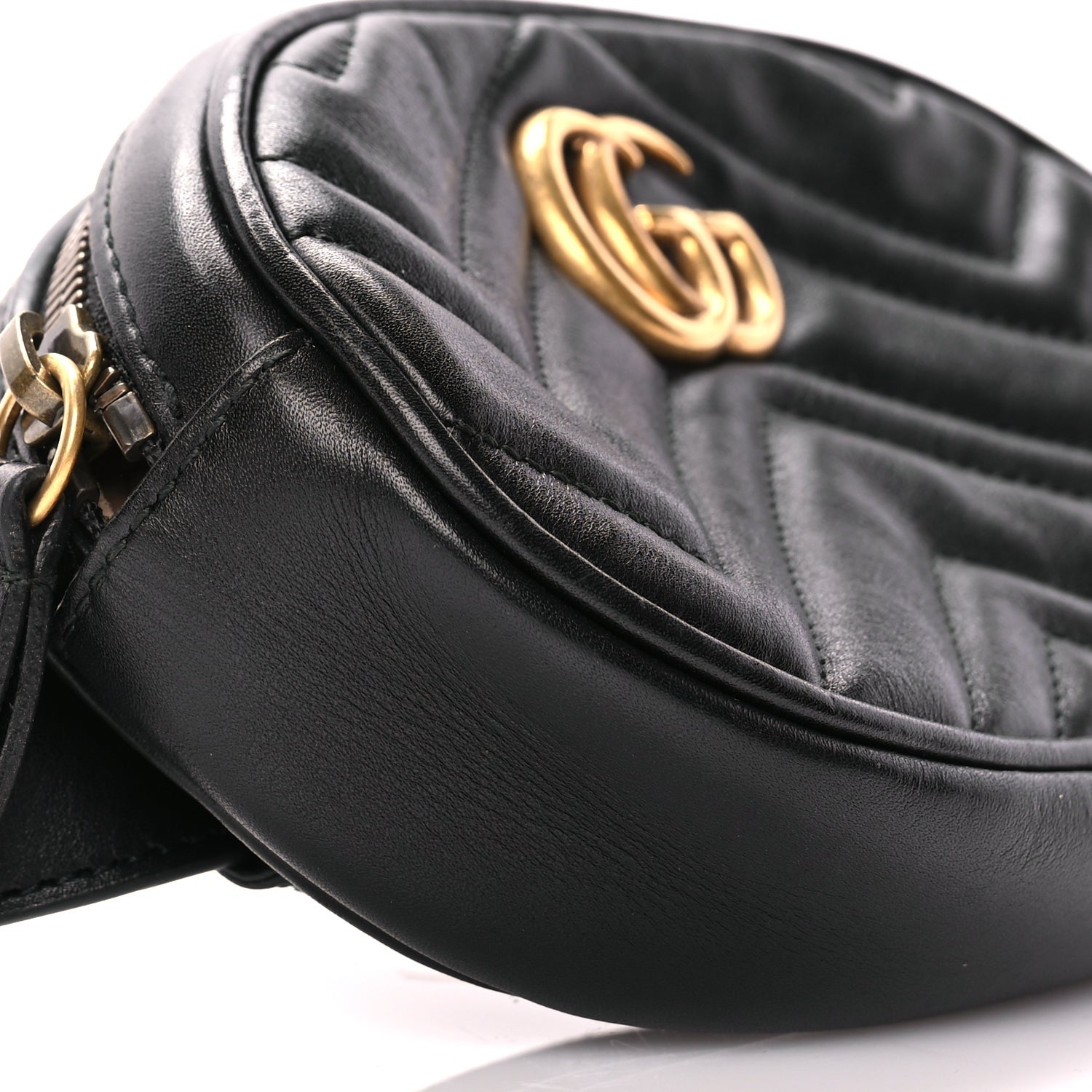 Gucci Calfskin Matelasse GG Marmont Belt Bag 85 Black 8 of 10
