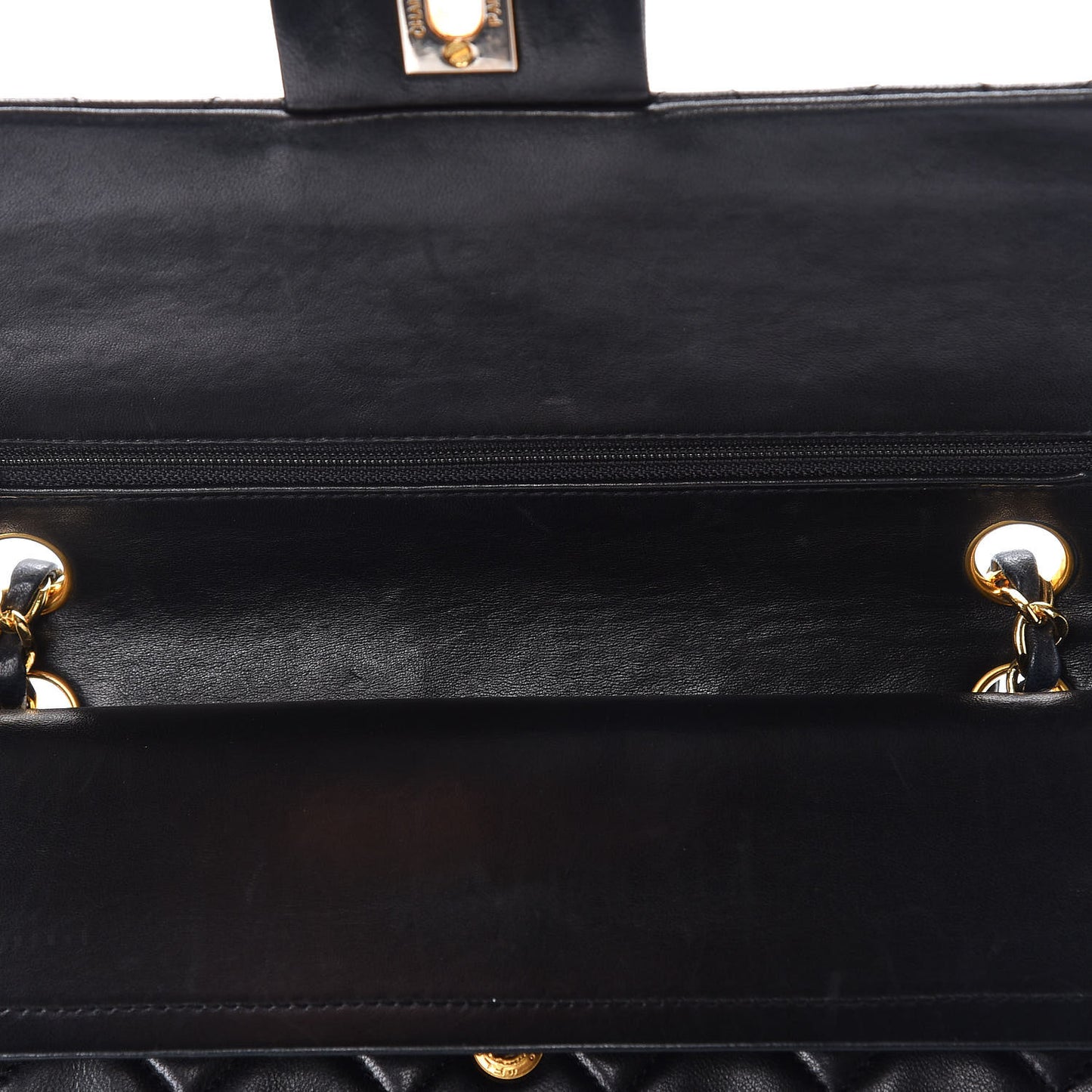 Lambskin Quilted Medium Double Flap Black