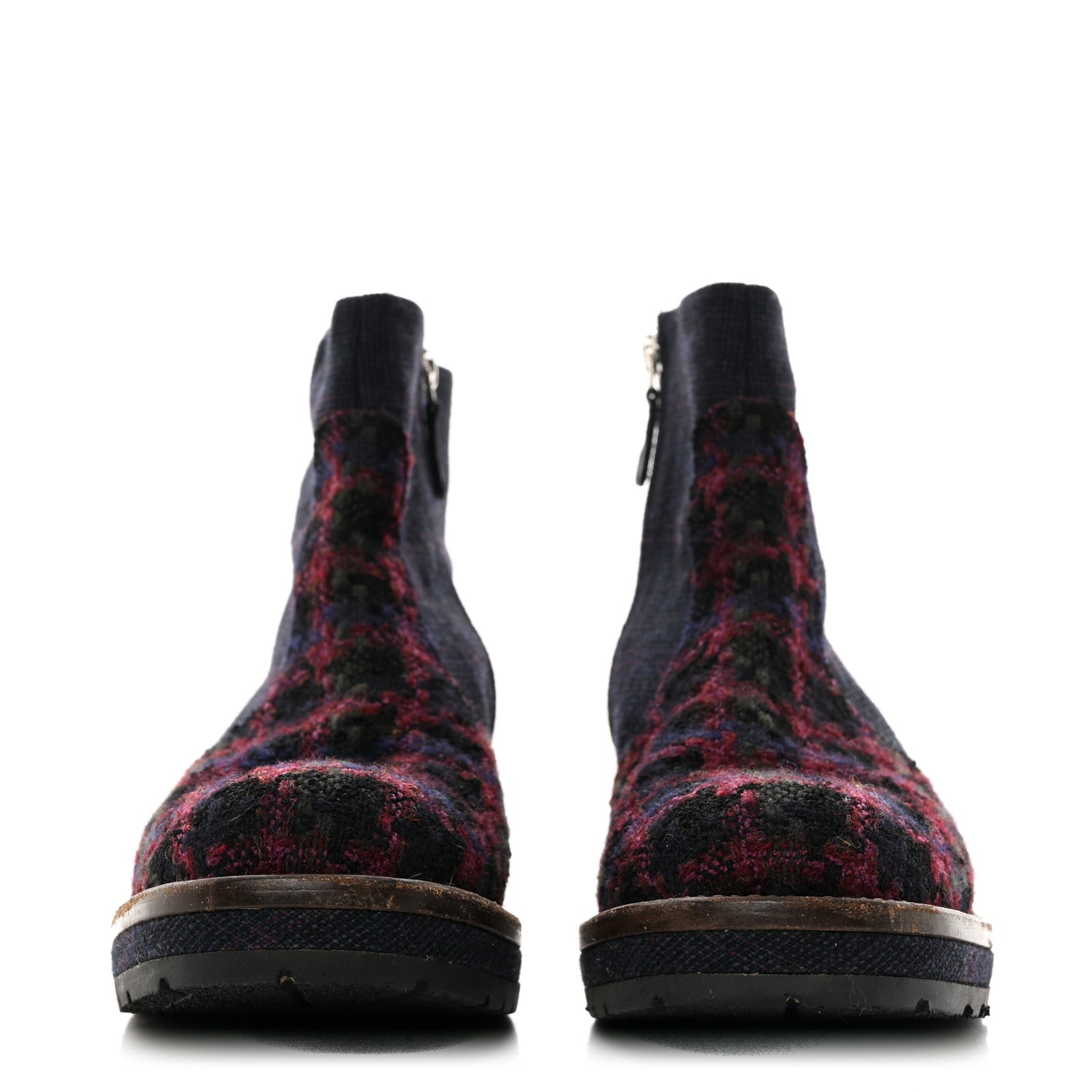 Chanel Tweed CC Short Boots 40 Bleu Fonce 2 of 8