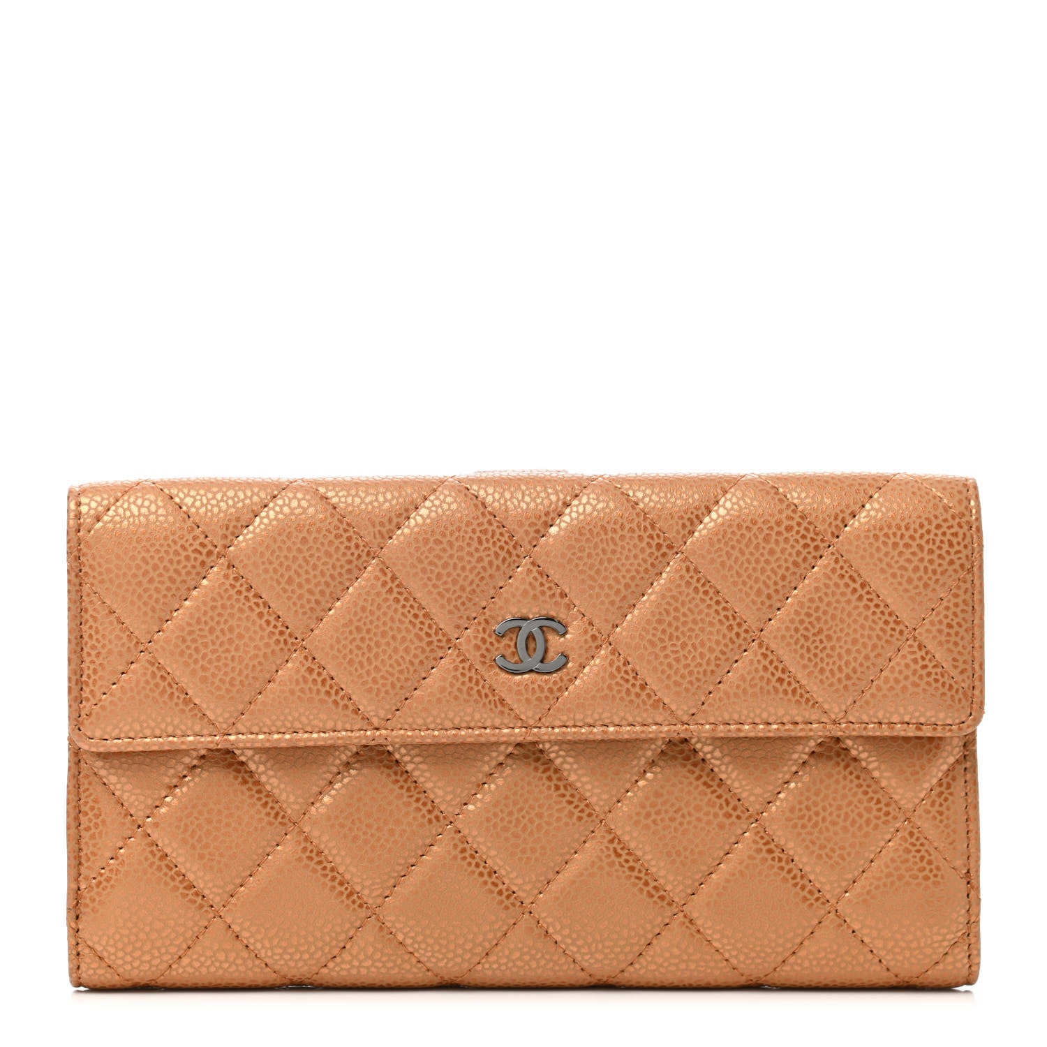 Chanel Metallic Caviar Quilted Large Flap Wallet Copper 1 of 5