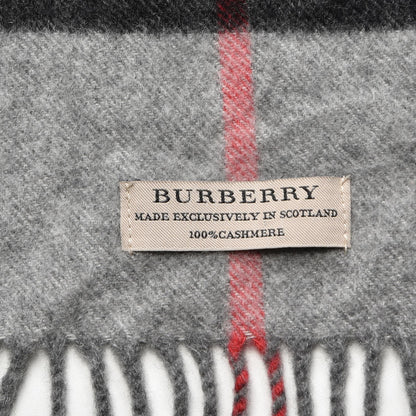 Burberry Cashmere Giant Check Fringe Scarf Grey 4 of 5