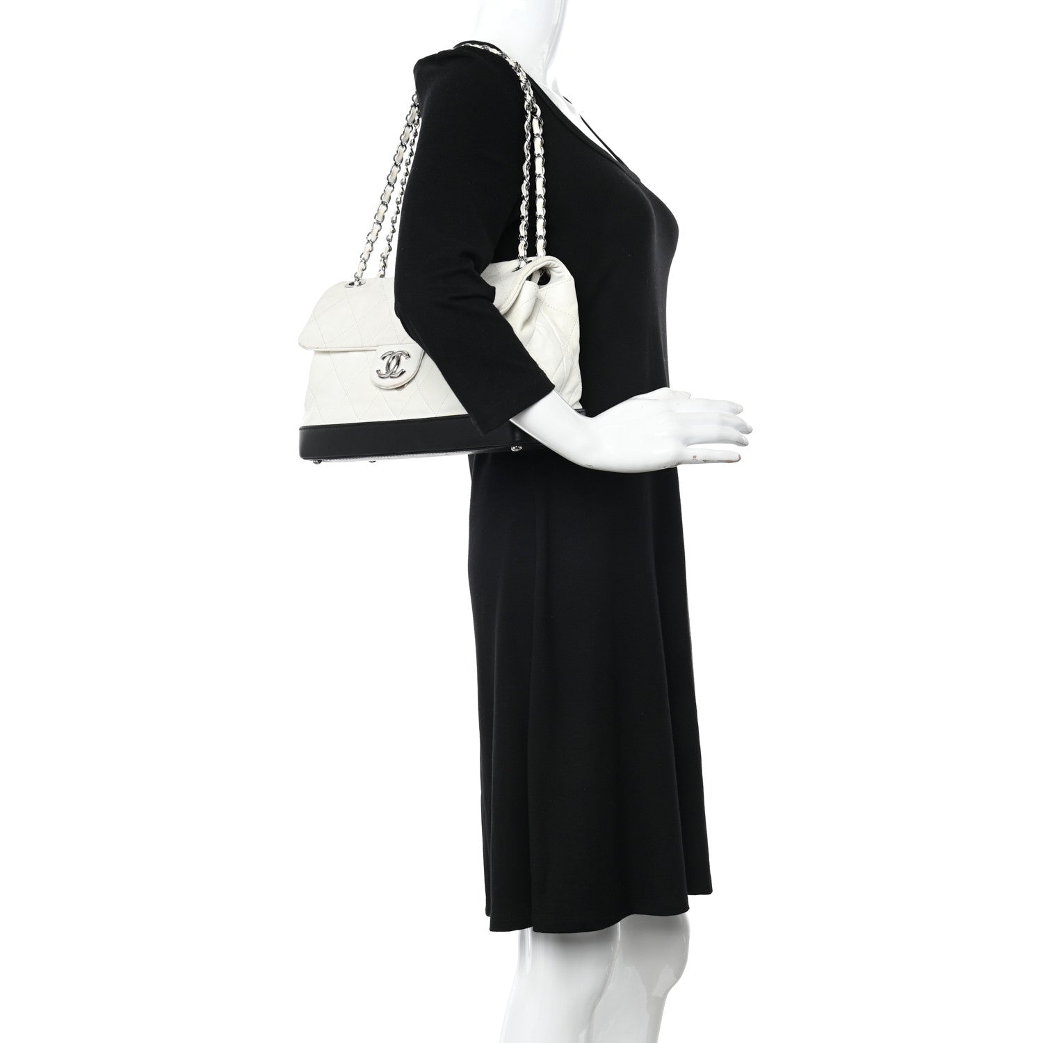 Chanel Calfskin Quilted VIP Flap White Black 2 of 16
