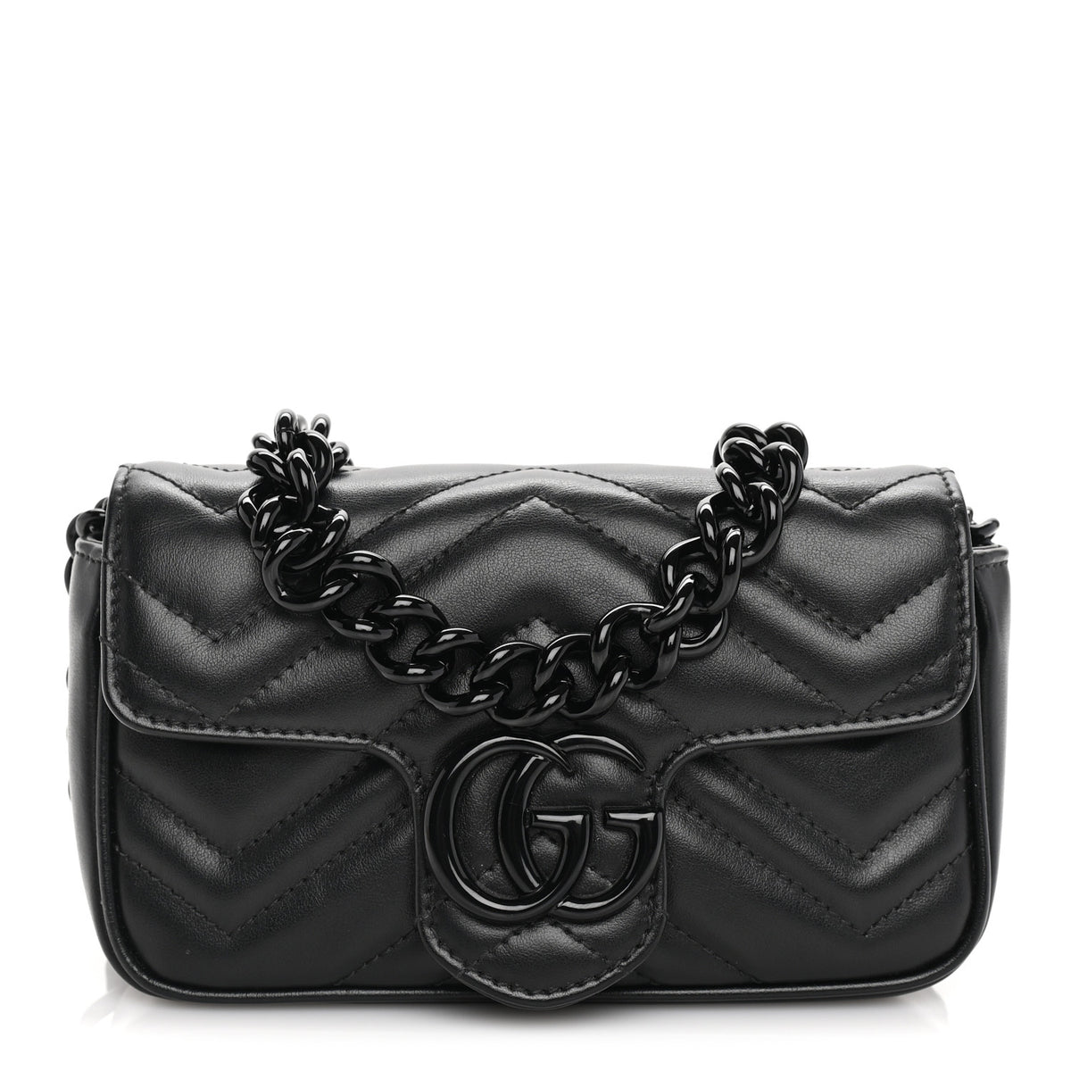 Calfskin Matelasse Monochrome GG Marmont Chain Belt Bag  Black
