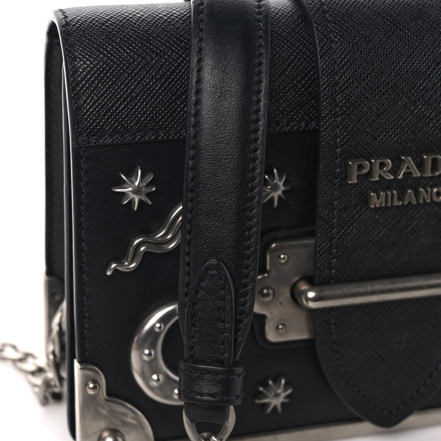 Prada City Calf Saffiano Cahier Astrology Bag Black 13 of 13