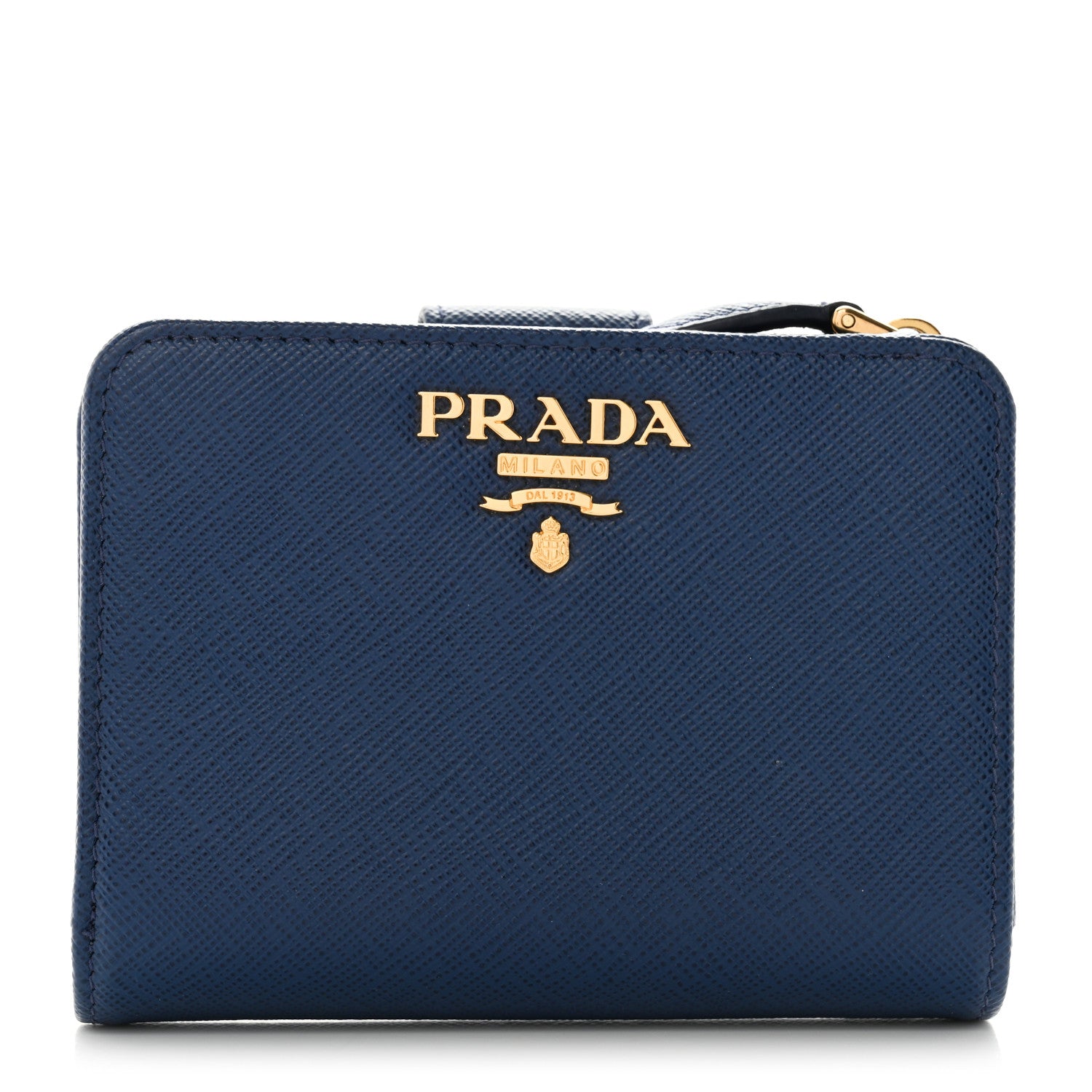 Prada Saffiano Metal Compact Wallet Cobalto 1 of 9