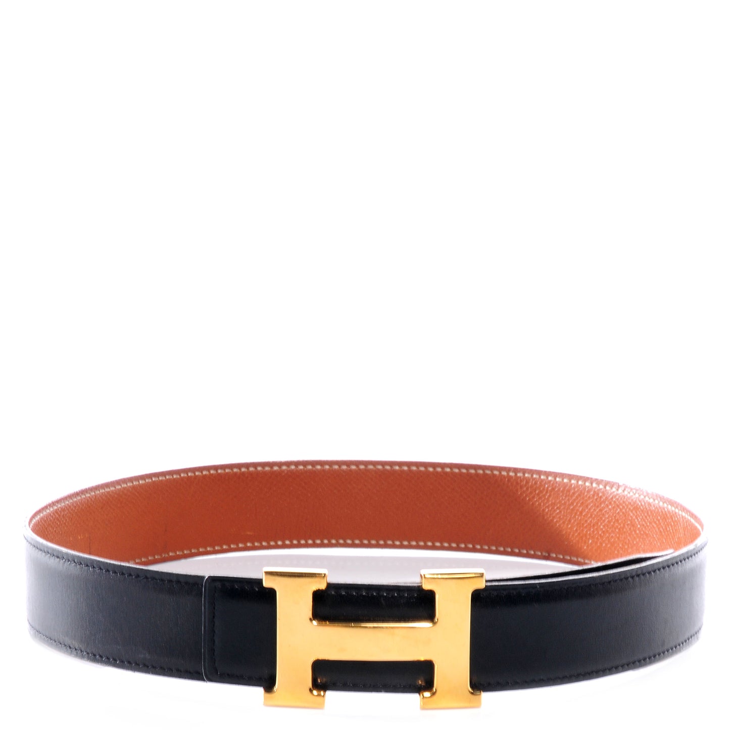 Box Courchevel Reversible Constance 32mm H Belt Noir Natural 65