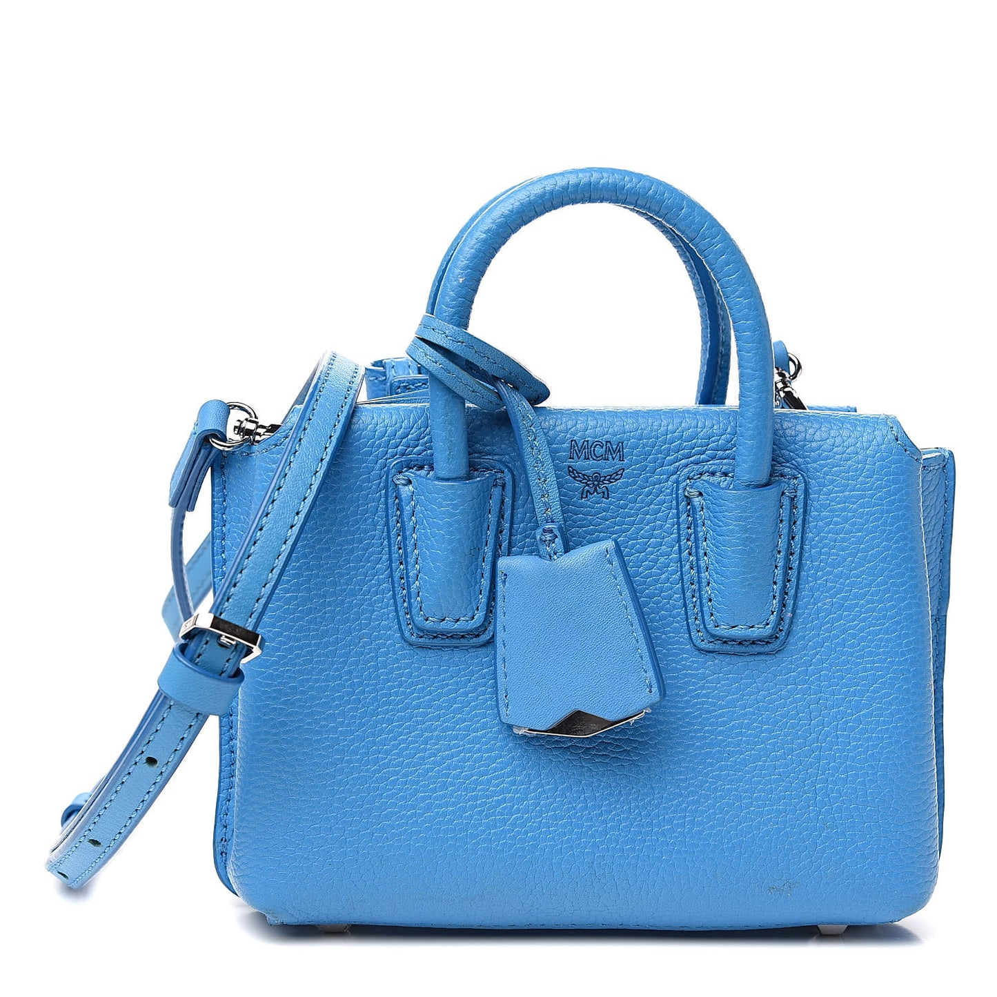 Grained Calfskin X-Mini Milla Tote Tile Blue