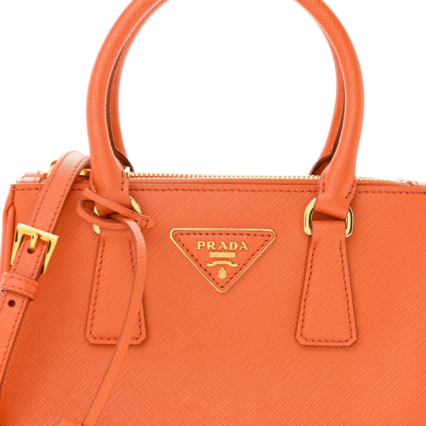 Saffiano Lux Mini Galleria Double Zip Tote Arancio