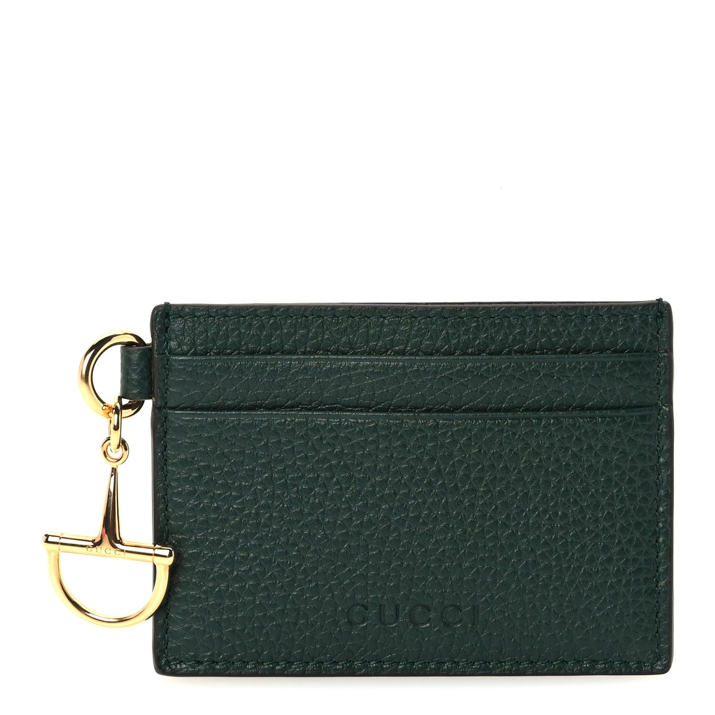 Grainy Calfskin Half Horsebit Card Case Vintage Green