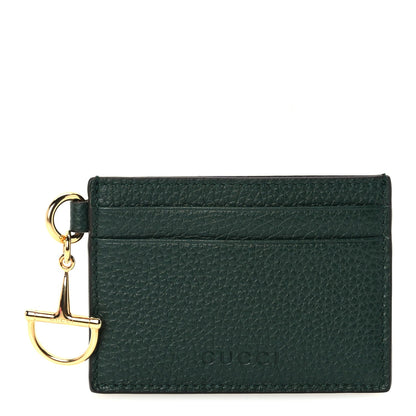 Gucci Grainy Calfskin Half Horsebit Card Case Vintage Green 1 of 8