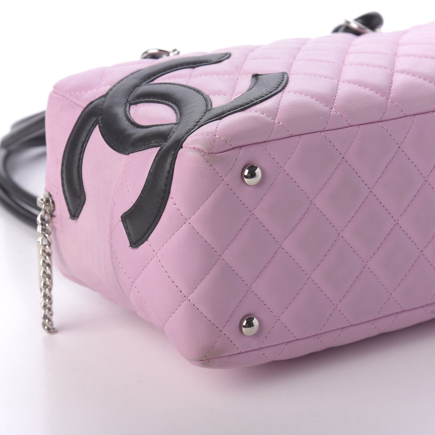 Calfskin Quilted Large Cambon Bowler Pink Black