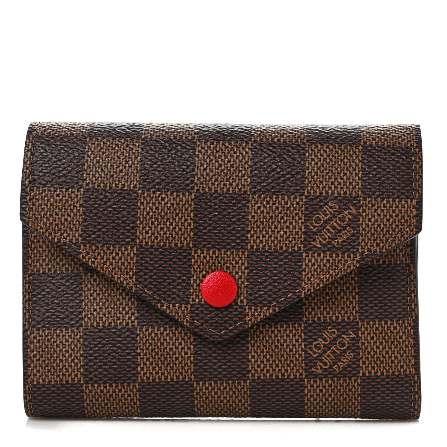 Louis Vuitton Damier Ebene Victorine Wallet Red 1 of 6
