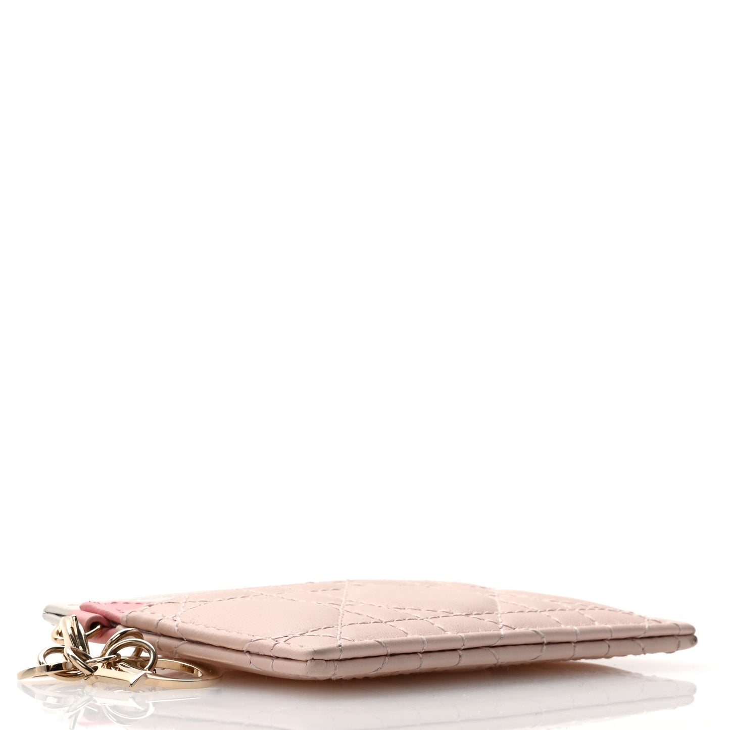 Lambskin Cannage Lady Dior Three-Tone Five-Slots Card Holder Powder Pink Melocoton Pink Latte