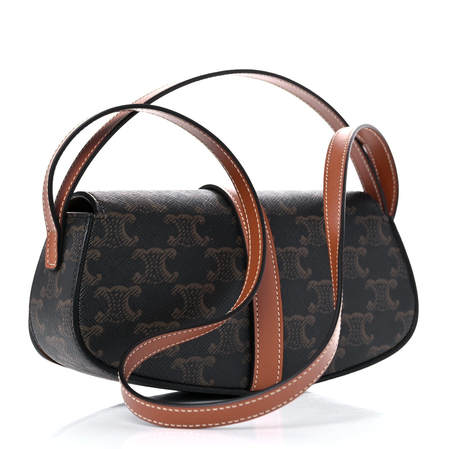 Triomphe Canvas Calfskin Tabou Clutch on Strap Tan