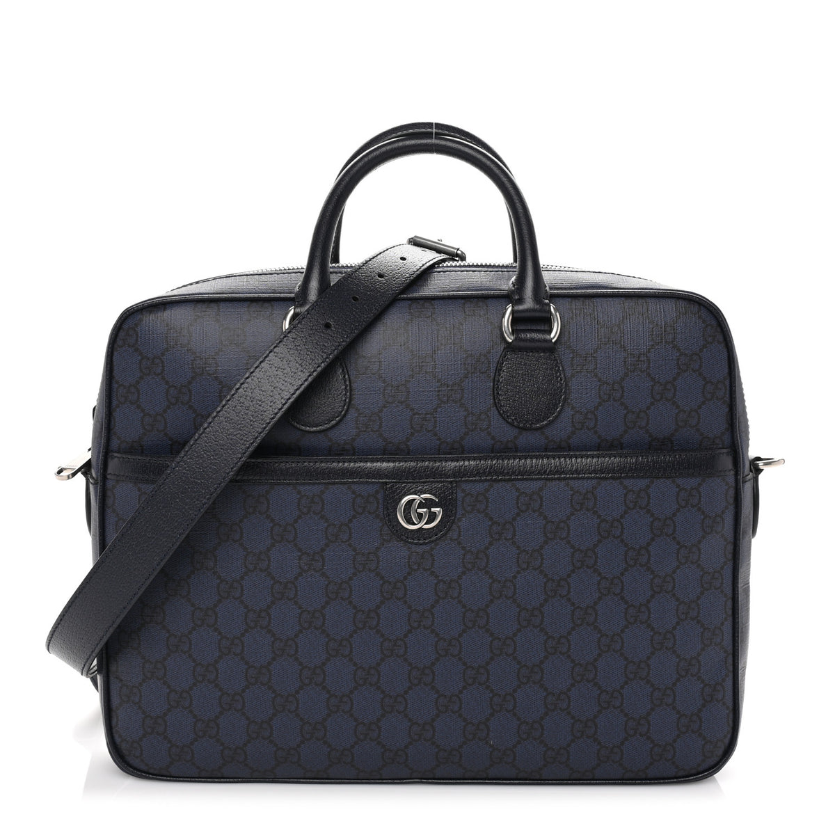 Gucci GG Supreme Monogram Textured Calfskin Medium Ophidia Briefcase Blue 1 of 8