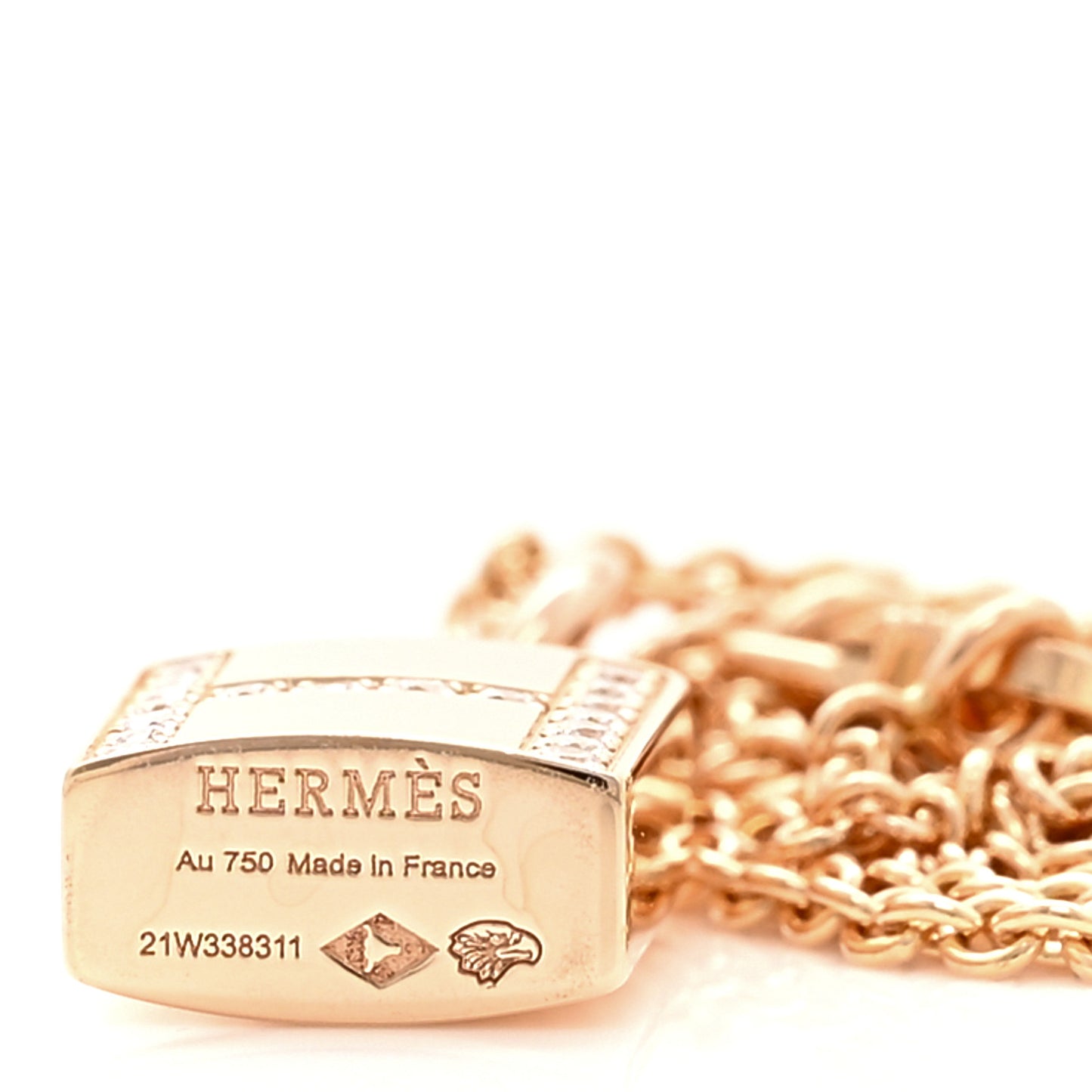 18K Rose Gold Diamond Amulettes Cadenas Pendant Necklace