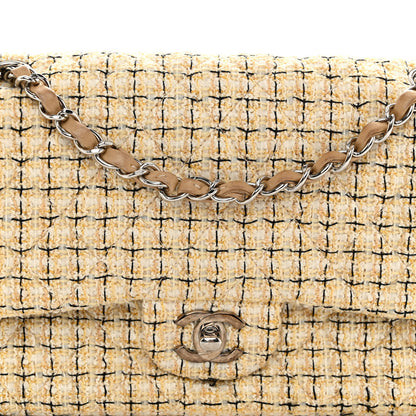 Chanel Tweed Quilted Medium Double Flap Beige Multicolor 9 of 13