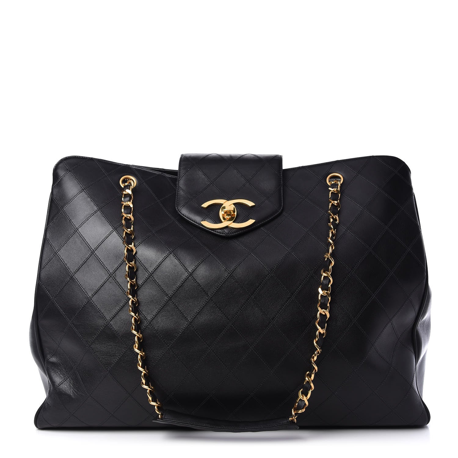 Chanel Calfskin Stitched XL Weekender Black 1 of 12
