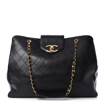 Chanel Calfskin Stitched XL Weekender Black 1 of 12
