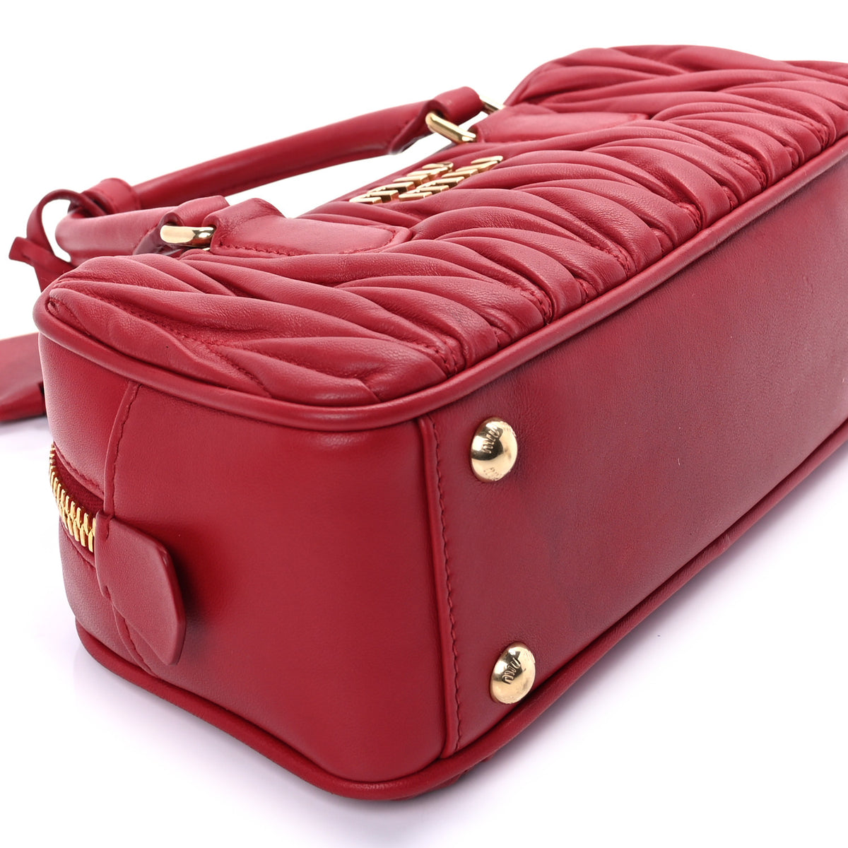 Miu Miu Nappa Matelasse Regular Arcadie Top Handle Bag Rosso 7 of 8