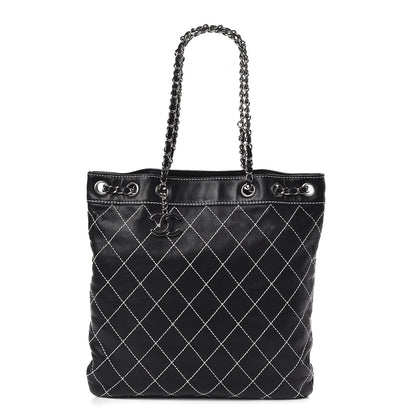 Chanel Lambskin Contrast Stitch Shoulder Bag Black 1 of 11