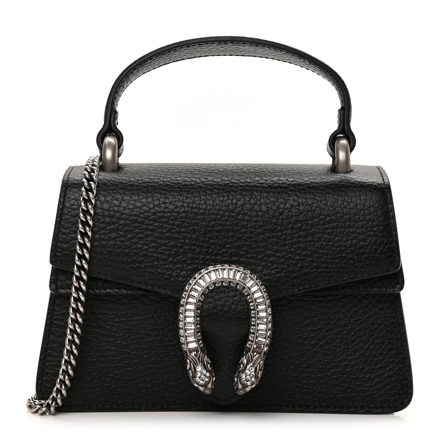 Dollar Calfskin Crystal Mini Dionysus Top Handle Bag Black Crystal