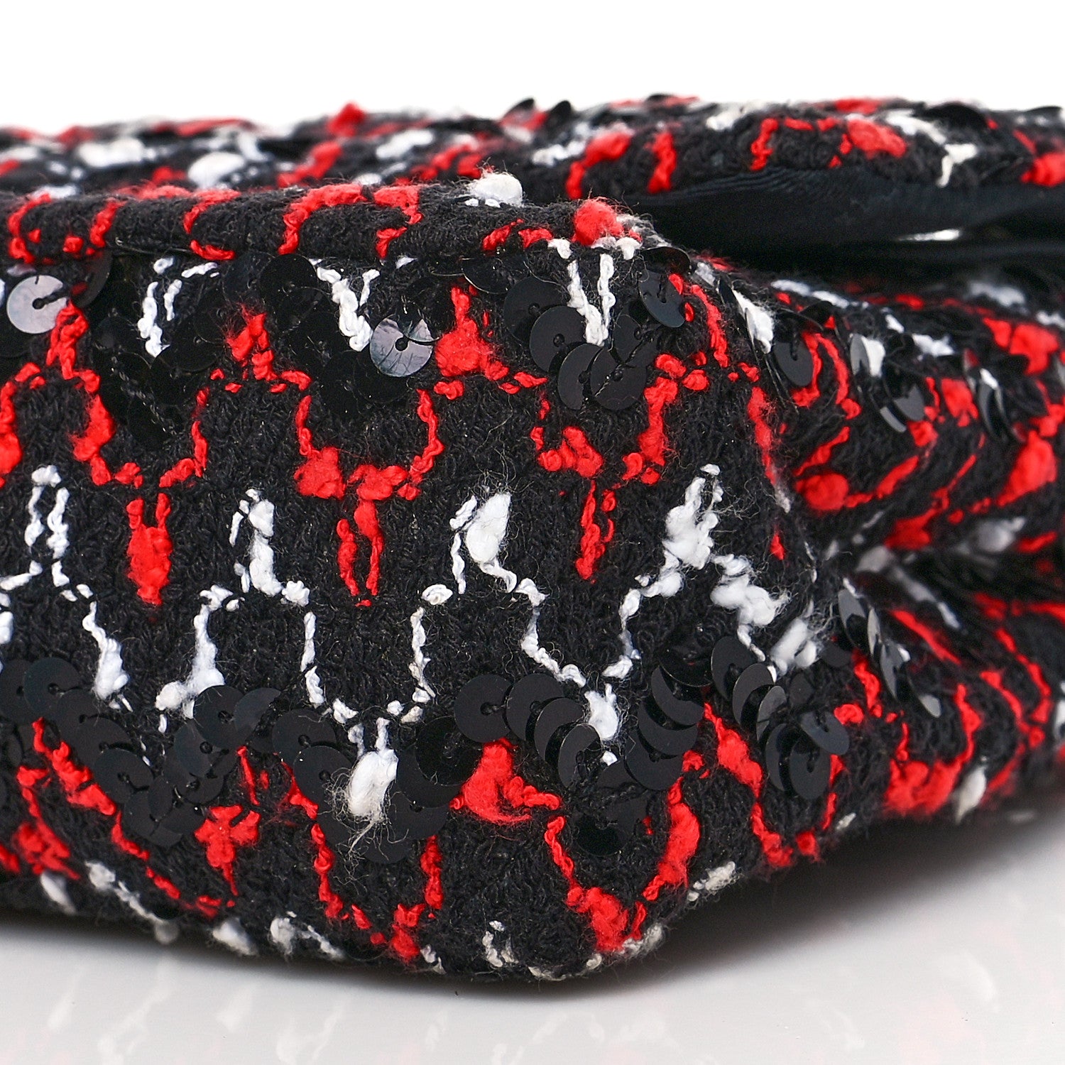 Chanel Tweed Sequin Medium Double Flap Black Red White 9 of 9