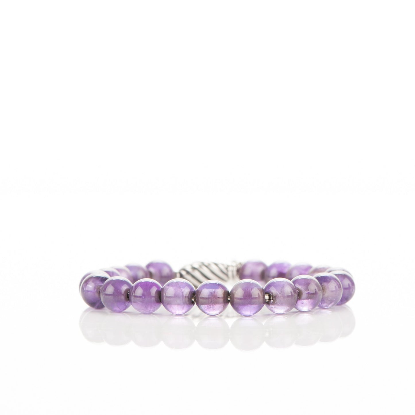Sterling Silver Amethyst 8mm Spiritual Beads Bracelet
