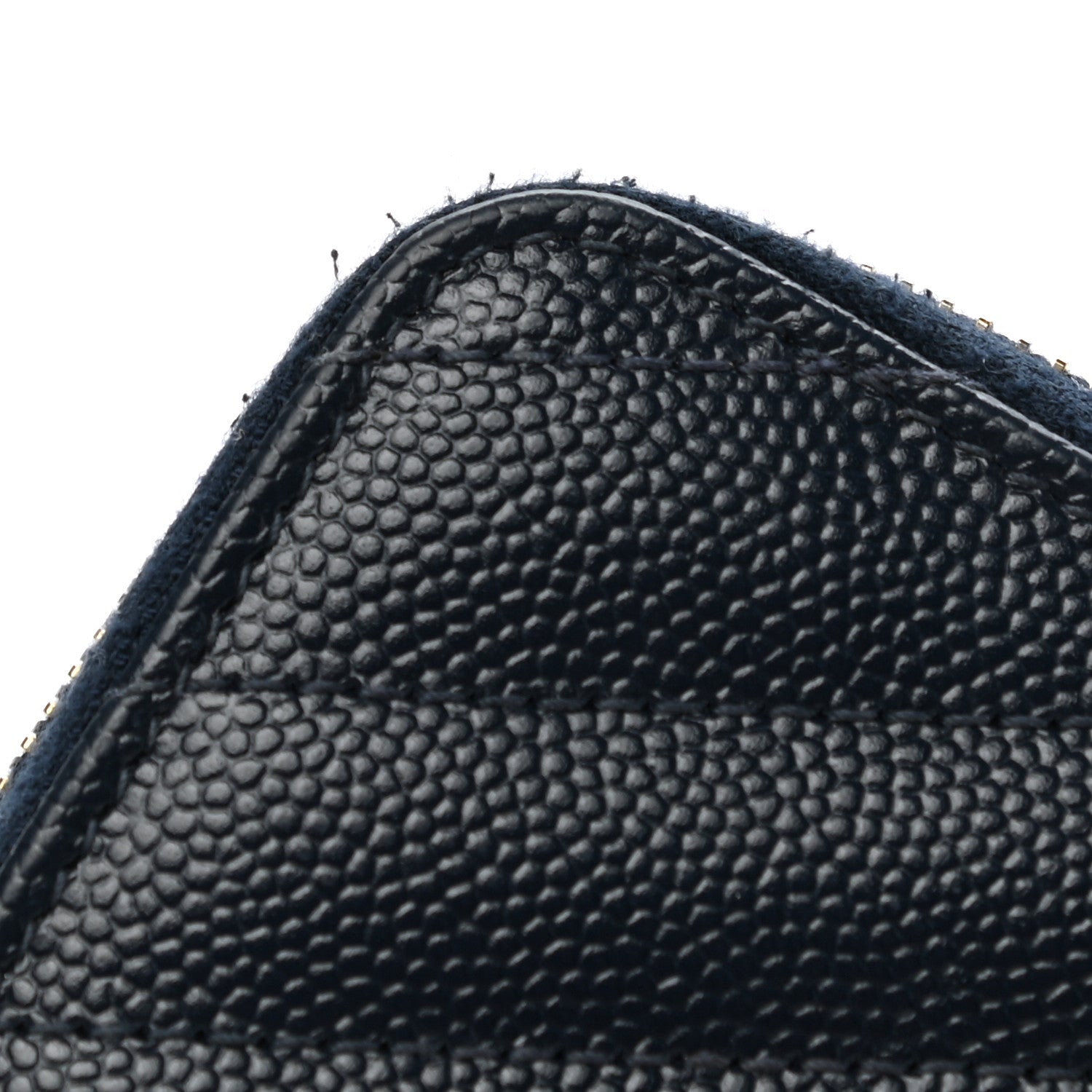 Saint Laurent Grain De Poudre Matelasse Chevron Monogram Compact Zip Around Wallet Deep Marine 10 of 12