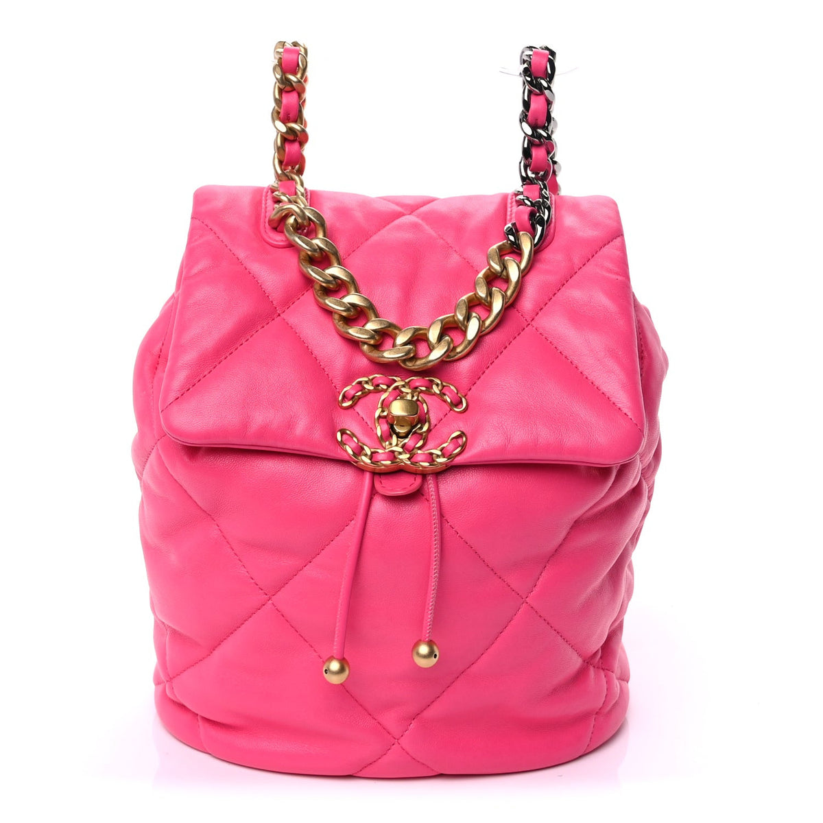 Lambskin Quilted  19 Backpack  Dark Pink