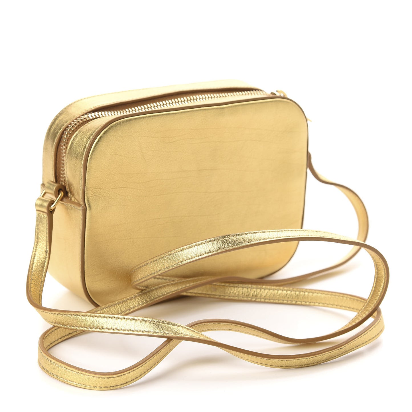 Metallic Calfskin Small Classic Monogram Camera Bag Gold