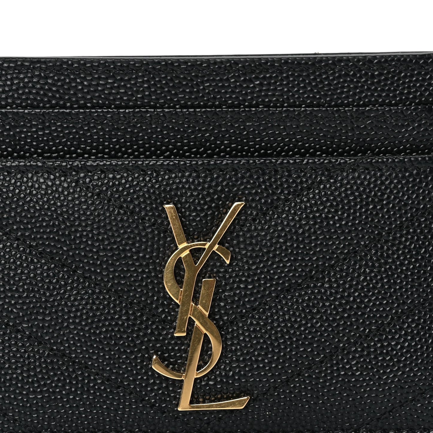 Grain De Poudre Matelasse Chevron Monogram Credit Card Case Black
