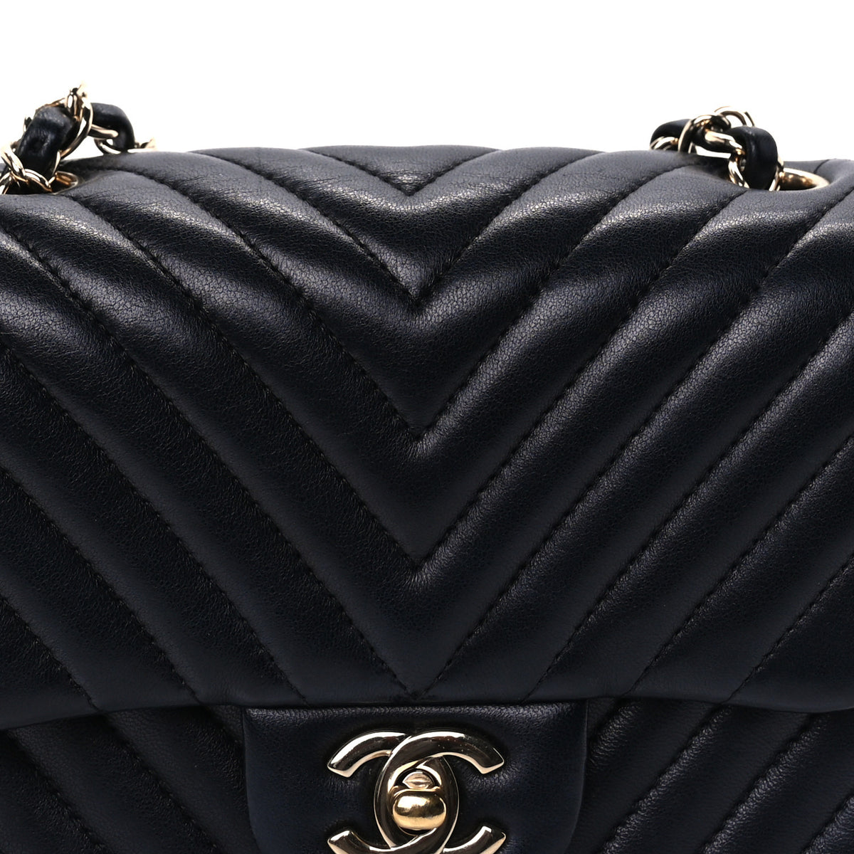 Chanel Lambskin Chevron Quilted Mini Square Flap  Black 6 of 8