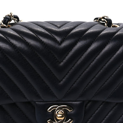 Chanel Lambskin Chevron Quilted Mini Square Flap  Black 6 of 8