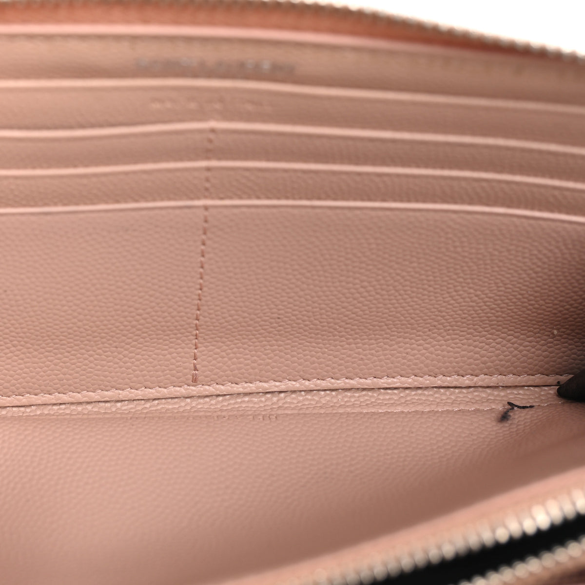 Saint Laurent Grain De Poudre Matelasse Chevron Monogram Zip Around Wallet Pink 6 of 7